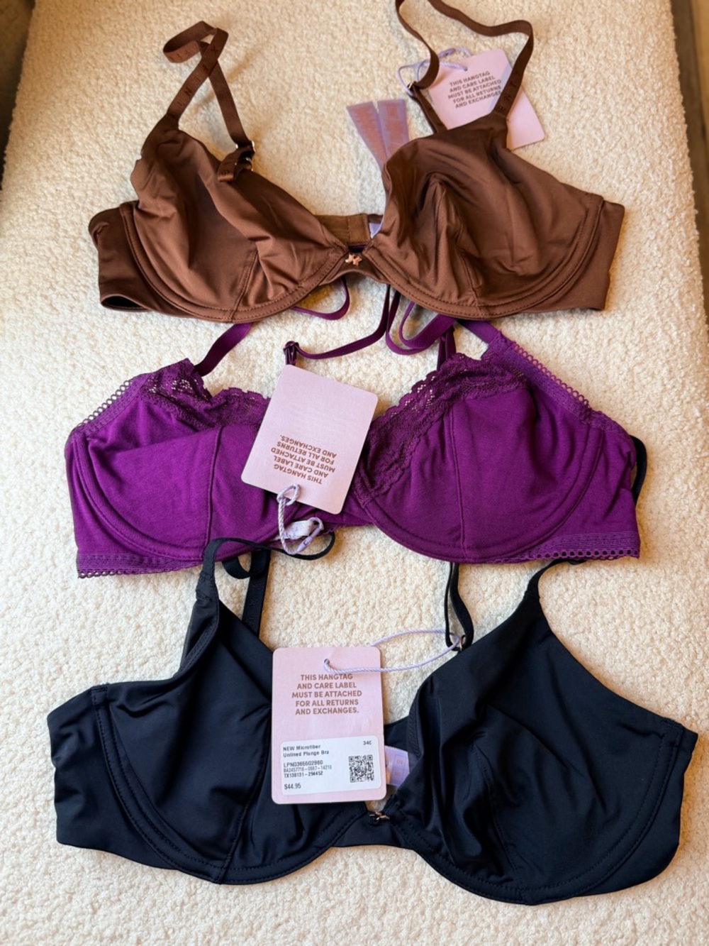 Savage X Fenty Underwire Bra Set in Brown, Purple, and Black